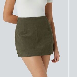 Halara Olive Corduroy Mini Skort